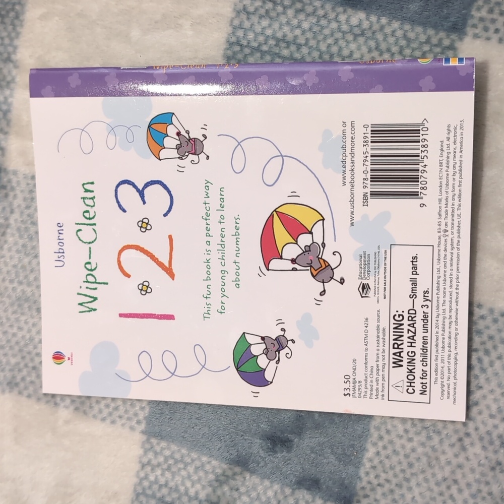 Usborne Mini Wipe Clean Book 1 2 3 - Picture 2 of 2